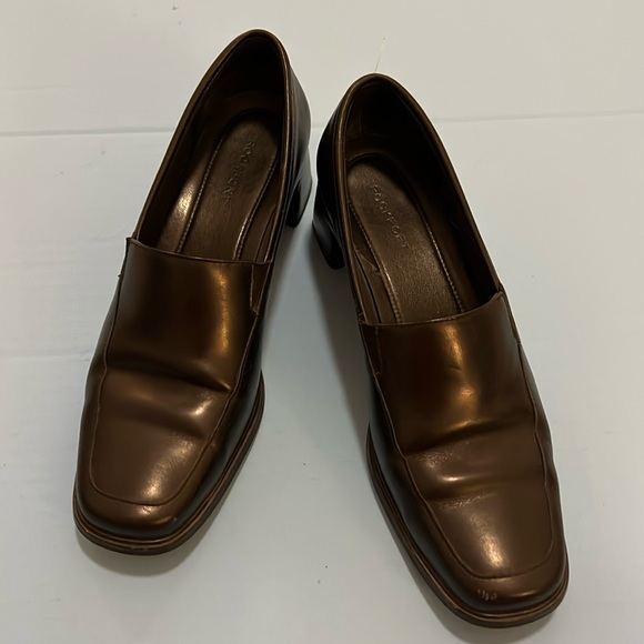 Rockport Shoes - Rockport Loafers women’s Leather 8M shoes heeled‎ Black slip ons comfort career